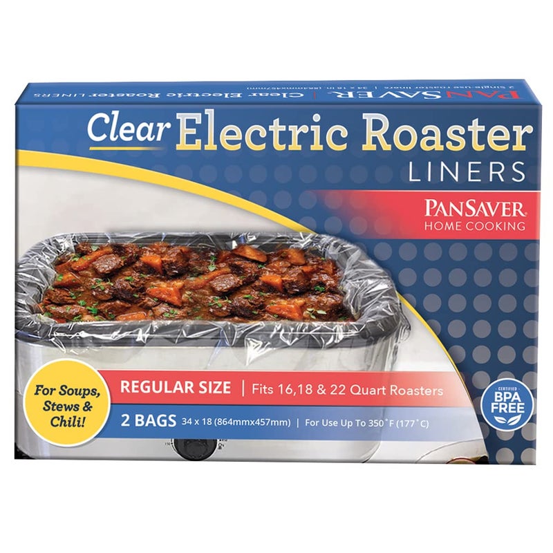 PanSaver Cooking Liners - Disposable Electric Roasting Pan Liners for Instant Cleanup with No Scrubbing - Clear, 2 Count - Image 1